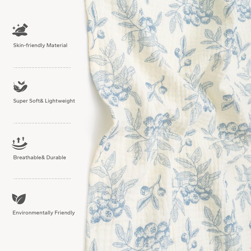 SERAPHY 2-in-1 Muslin Baby Car Seat Cover & Nursing Cover, Soft Lightweight Breastfeeding Cover for Boys and Girls,Breathable Canopy for Infant Carseat & Stroller for Summerâ€”Blueberrie - Image 3