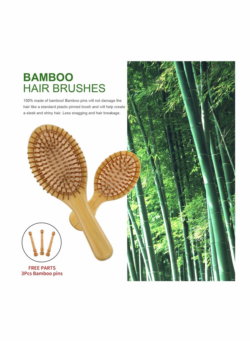 Y&D Hair Brush Set, Natural Bamboo Comb Paddle Detangling Hairbrush, Wide-tooth and tail comb No Bristle, suit for Women Men Kids Thick/Thin/Curly/Dry Gift kit  - Image 2