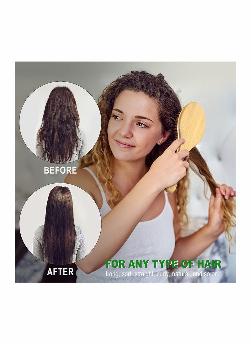 Y&D Hair Brush Set, Natural Bamboo Comb Paddle Detangling Hairbrush, Wide-tooth and tail comb No Bristle, suit for Women Men Kids Thick/Thin/Curly/Dry Gift kit  - Image 4