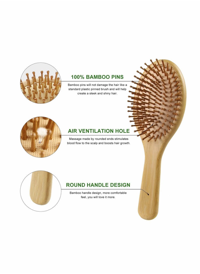 Y&D Hair Brush Set, Natural Bamboo Comb Paddle Detangling Hairbrush, Wide-tooth and tail comb No Bristle, suit for Women Men Kids Thick/Thin/Curly/Dry Gift kit  - Image 3