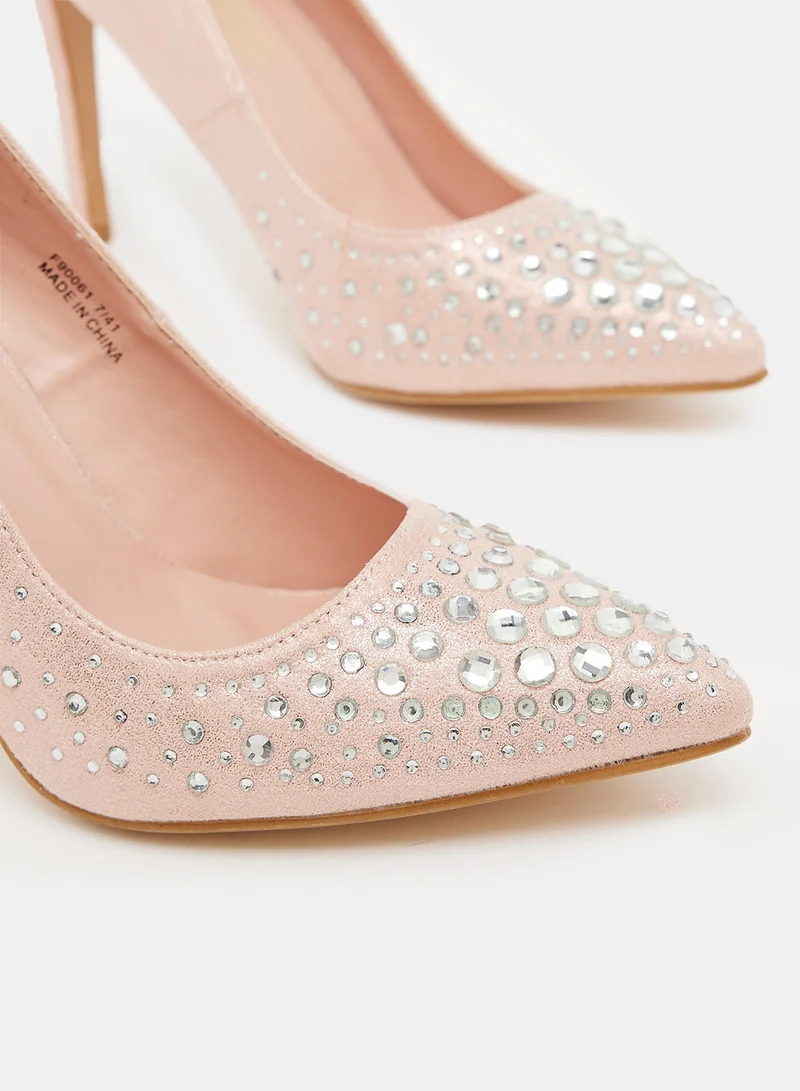 Spot-On Embellished Pointed Toe Heels