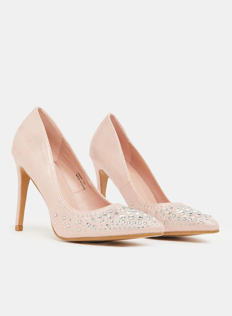 Spot-On Embellished Pointed Toe Heels