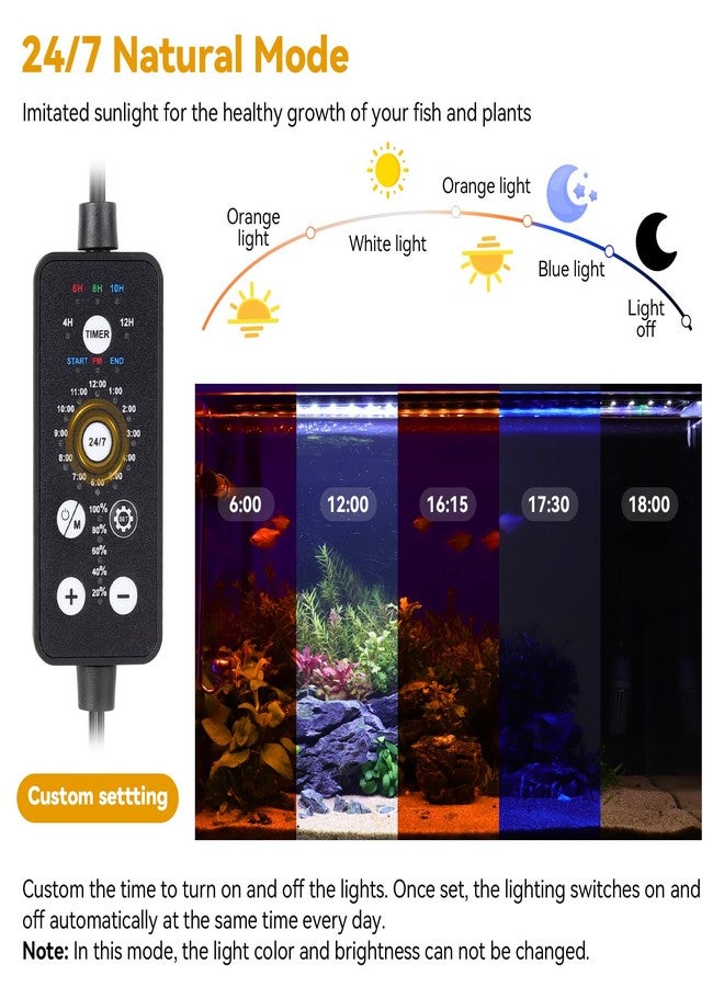 hygger 18W LED Aquarium Light, 18-24 Inch Fish Tank Light with Timer Auto On/Off, Sunrise Sunset Mode, Adjustable Brightness and Colors, Full Spectrum Light with Extendable Brackets for Freshwater - Image 3