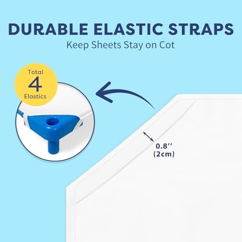 Comfyanno Cot Sheets for Daycare Standard Size - 23" x 51" - 10 Pack Bulk - Daycare Essentials - Soft & Comfortable Brushed Microfiber - Fitted Cot Cover - for Preschool Kids Nap Time - White - Image 5