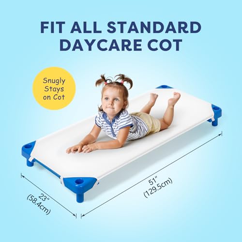 Comfyanno Cot Sheets for Daycare Standard Size - 23" x 51" - 10 Pack Bulk - Daycare Essentials - Soft & Comfortable Brushed Microfiber - Fitted Cot Cover - for Preschool Kids Nap Time - White - Image 2