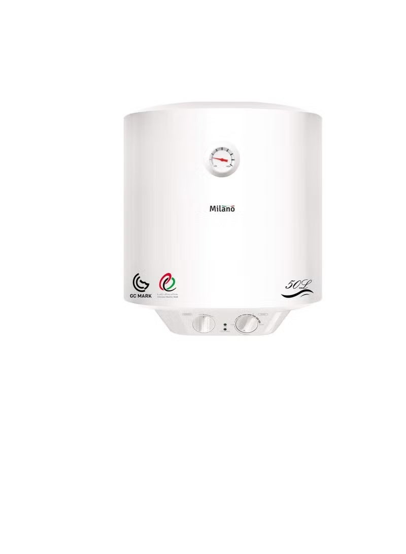Milano Electric Water Heater Vertical, White, 50 Liter – 450 × 558 mm - Image 2