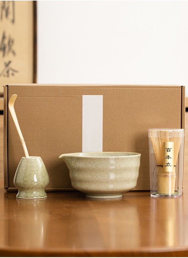 Al Aoyama 4-Pcs Matcha Kit Set， Japanese Tea Making Tools，includes including a Bamboo Whisk, Bamboo Scoop, Ceramic Bowl ，Tea whisk  - Image 2
