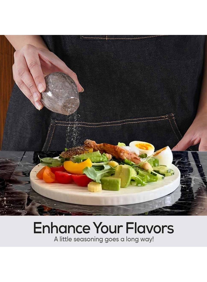 راديكالن مجموعة من علبتي توابل على شكل بيضة من الرخام للملح والفلفل، لونها أبيض ومحيطي، مقاس 2.3 بوصة - طقم ملح وفلفل على طراز المزرعة - زجاجة بهارات للمطبخ - Image 2