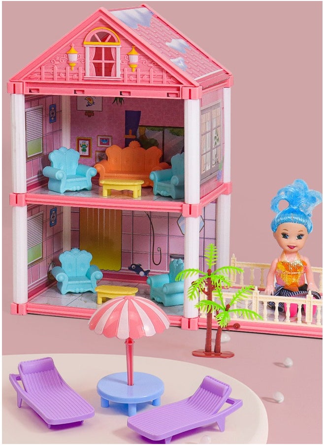ماركة غير محددة - منزل الأميرة الضخم DIY للفتيات، منزل وضع، منزل دمية لعبة، فيلا قلعة، مجموعة لعب بيت الدمية مع 14 غرفة 4 دمى 2 شريط إضاءة ملون مع أضواء لتجميع المطبخ، غرفة النوم، الأثاث، الحديقة، الحيوانات الأليفة DIY بيت الدمية التظاهري للفتيات، فتاة تجميع المنزل، هدية عيد ميلاد. - Image 1