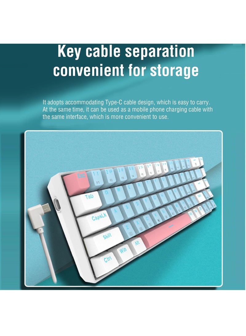 E-YOOSO Z-686 65% Gaming Keyboard,Hot Swappable Blue Switch, 68 Keys Mini Wired Mechanical Keyboard with Ice Blue Backlit, Separate Arrow Keys for Office Gaming - White Blue - Image 5