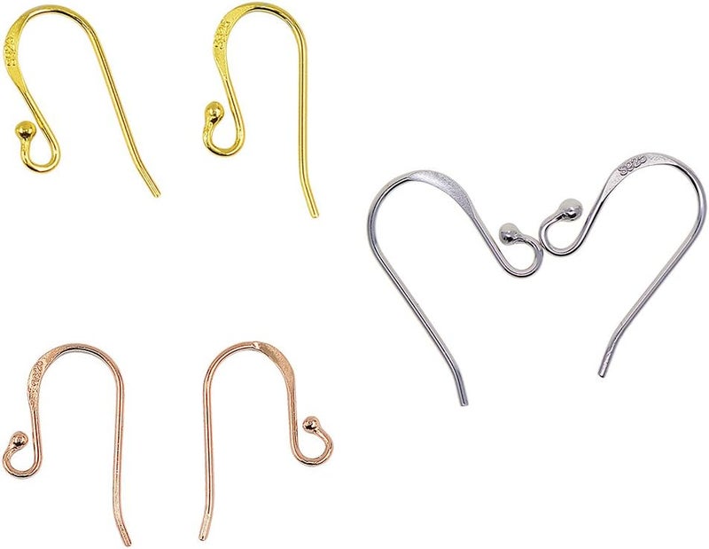 klarako 2pcs Solid 925 Sterling Silver Earring Hooks Earwire with Loop End Fish Ear Wire for Jewelry Making - gold - Image 5