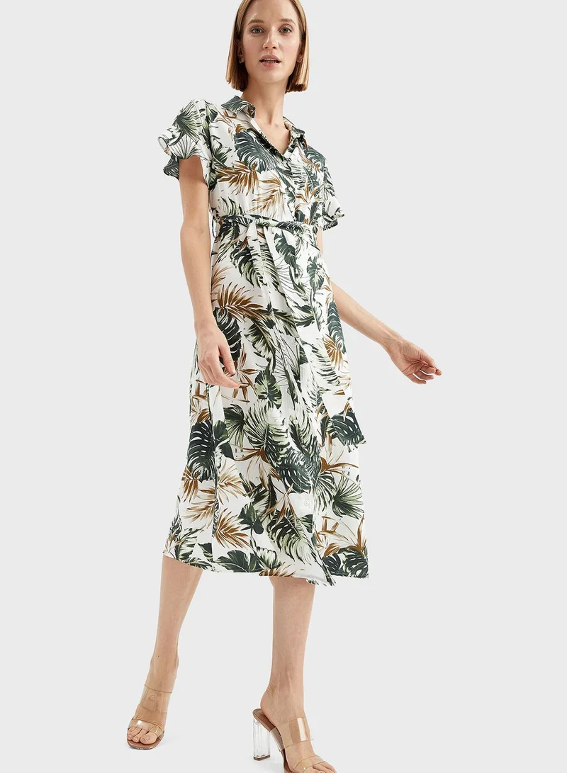 DeFacto Printed Ruffle Detail Dress