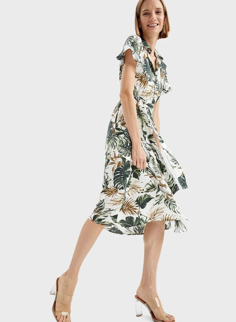 DeFacto Printed Ruffle Detail Dress