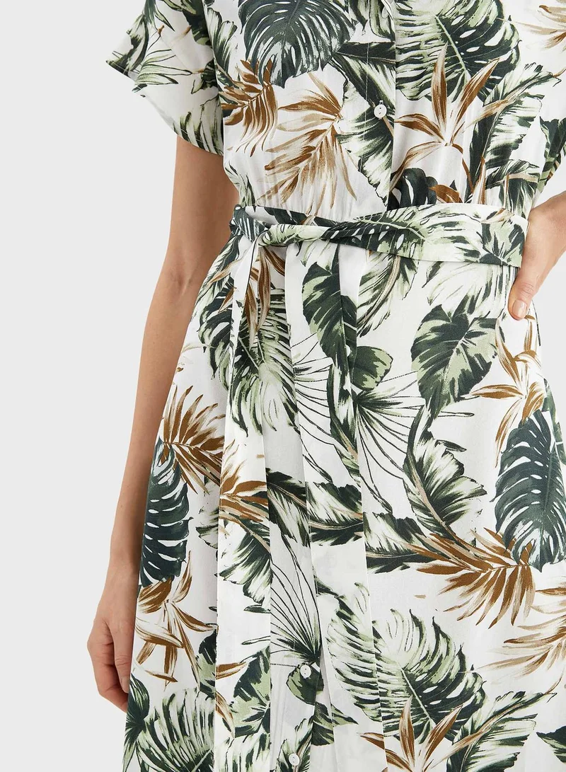 DeFacto Printed Ruffle Detail Dress