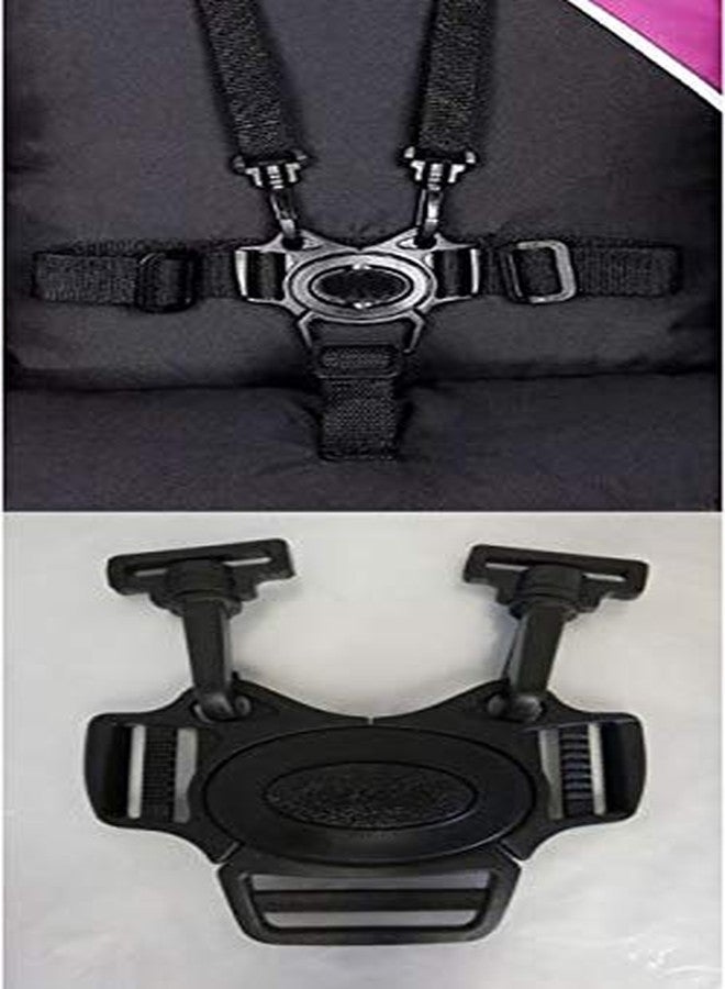 Ponini 5 Point Harness Buckle with Hook Clips Safety Replacement Part for JOOVY Qool Baby Child Strollers 5D+Clips - Image 1