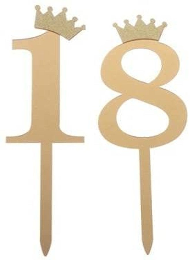 Marvorld Golden Acrylic Cake Topper Big Size Gold Number for Birthday/Anniversary (18) - Image 1