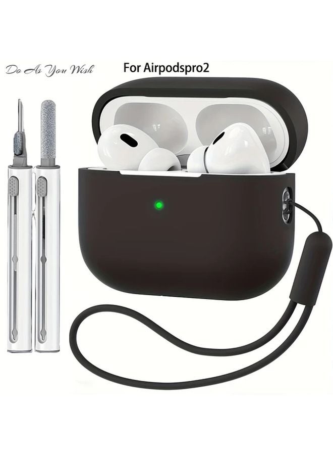 White Silicone Case For AirPods Pro 2 With Lanyard And Cleaning Pen Protects From Scratches - Image 2