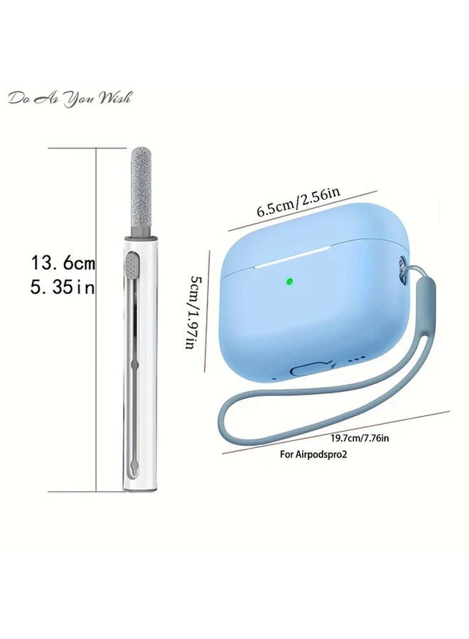 White Silicone Case For AirPods Pro 2 With Lanyard And Cleaning Pen Protects From Scratches - Image 3