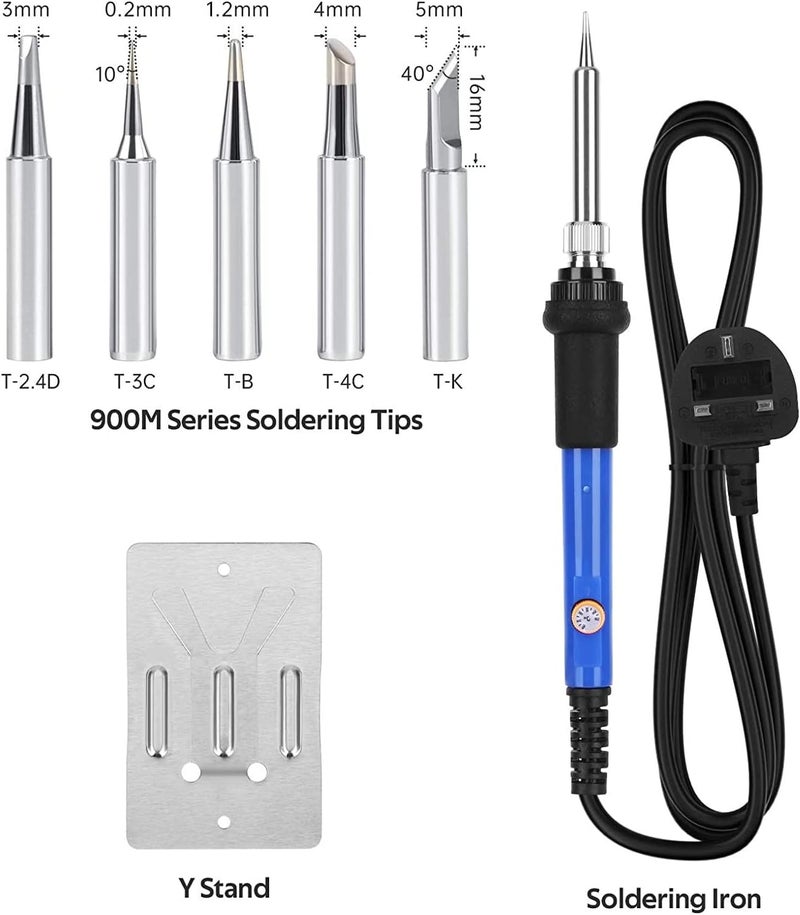 ANYOUI Soldering Iron Kit With Temperature Adjustable Electric Soldering Iron Pen,60W/220V Electronics Soldering Tool, Soldering Iron Stand 5Pcs Soldering Tips Soldering Iron Stand(Uk Plug) - Image 2