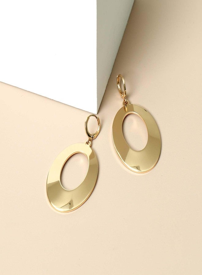 S SUSANN Dangle Hoop Earrings for Women,Big Oval Drop Earrings with High Polished Surface,Hypoallergenic Huggie Statement Earrings for Women - Image 4