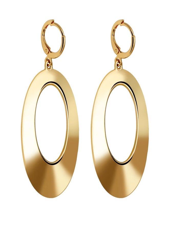 S SUSANN Dangle Hoop Earrings for Women,Big Oval Drop Earrings with High Polished Surface,Hypoallergenic Huggie Statement Earrings for Women - Image 1