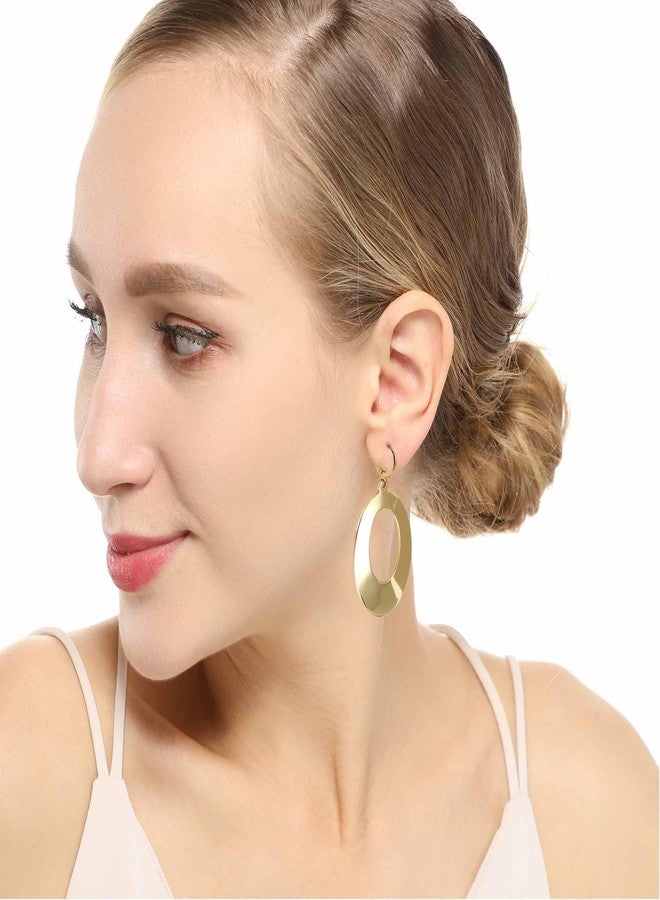 S SUSANN Dangle Hoop Earrings for Women,Big Oval Drop Earrings with High Polished Surface,Hypoallergenic Huggie Statement Earrings for Women - Image 2