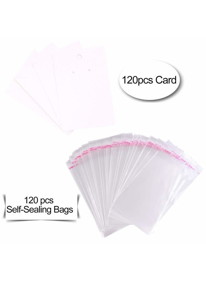 Tuparka 120 Pack Earring Display Card with 120 Pcs Self-Seal Bags, Necklace Display Cards,Earring Card Holder Blank Kraft Paper Tags for DIY Jewelry Display - Image 3
