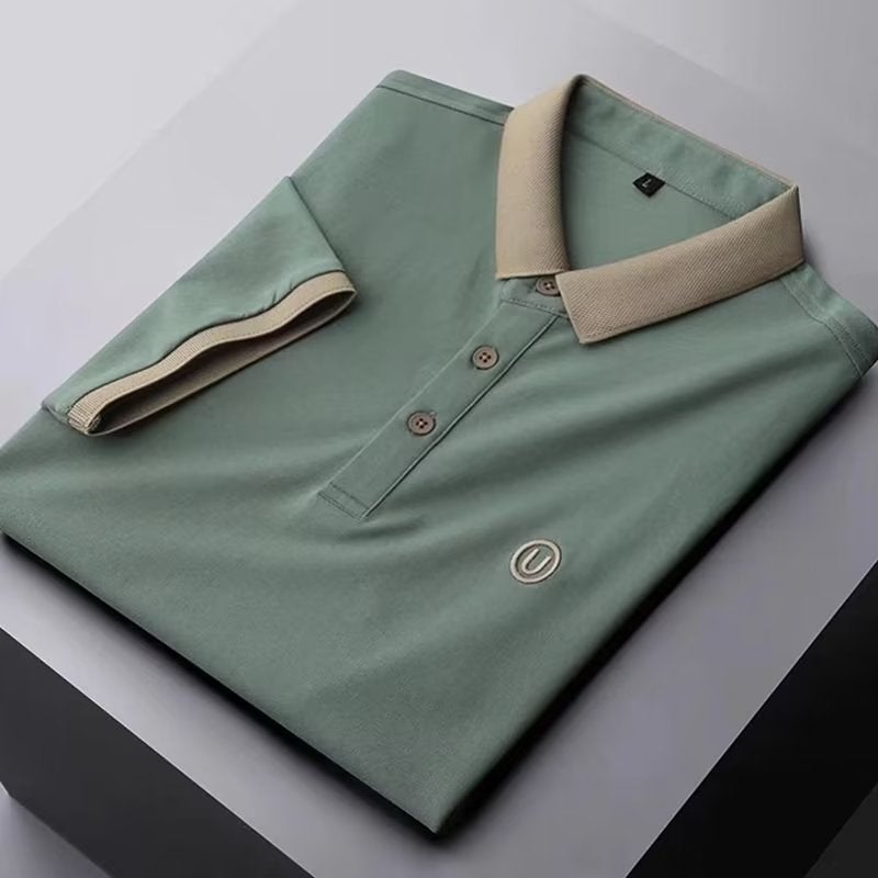 Summer 2023 Mens Casual Business Polo Shirt White - Image 4