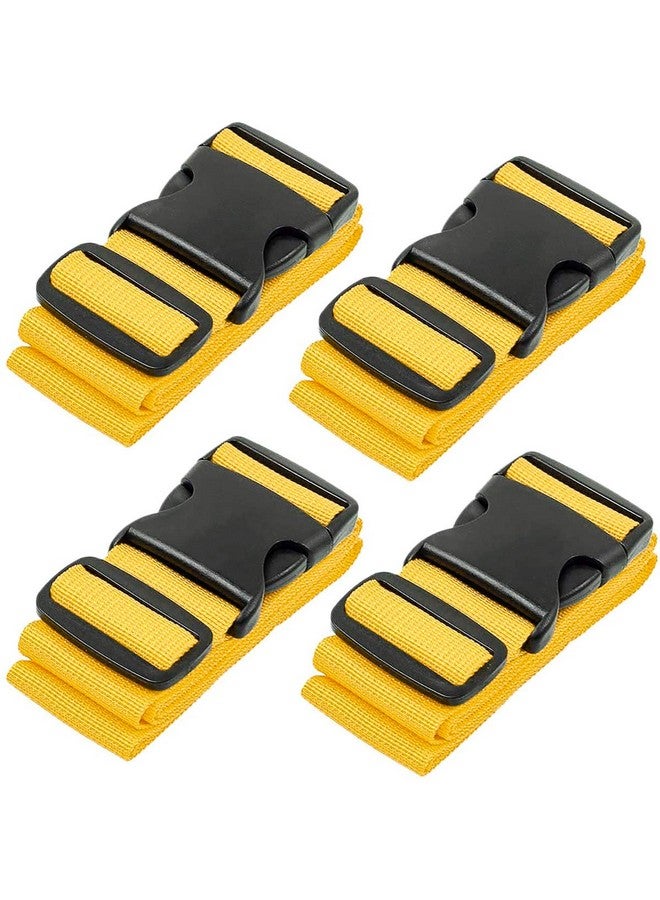 BlueCosto Luggage Straps for Suitcases TSA Approved - Yellow, 4 PK - Premium Nylon Belts for Suitcase, Briefcase & Travel Bag - Adjustable Strap Length 46" - 78" - Image 1