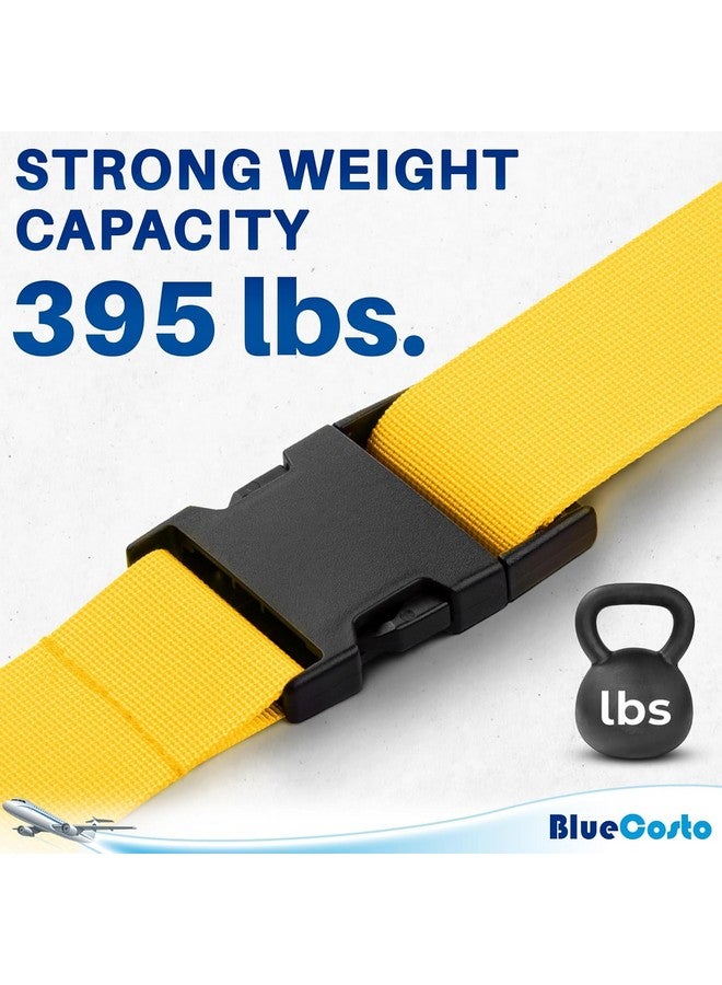 BlueCosto Luggage Straps for Suitcases TSA Approved - Yellow, 4 PK - Premium Nylon Belts for Suitcase, Briefcase & Travel Bag - Adjustable Strap Length 46" - 78" - Image 4
