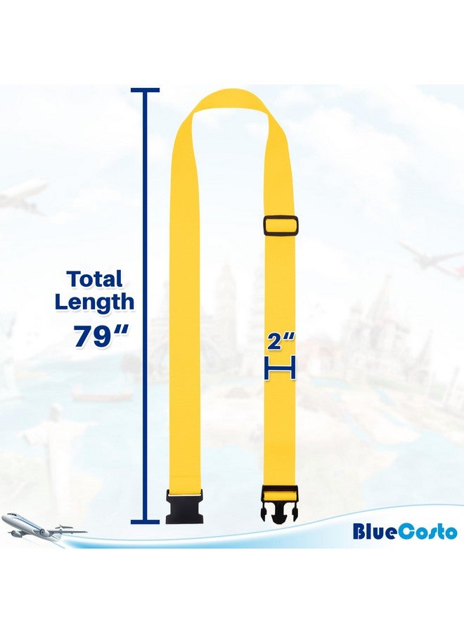 BlueCosto Luggage Straps for Suitcases TSA Approved - Yellow, 4 PK - Premium Nylon Belts for Suitcase, Briefcase & Travel Bag - Adjustable Strap Length 46" - 78" - Image 3