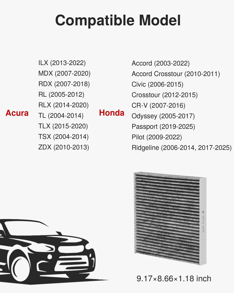 Puroma Cabin Air Filter with Activated Carbon, Replacement for CP134, CF10134, Honda & Acura, Civic, CR-V, Odyssey, CSX, ILX, MDX, RDX, AT134 (1 pc) - Image 4