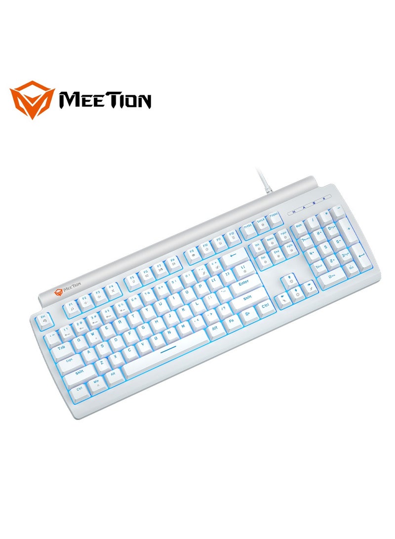 Meetion MK600 Mechanical Keyboard Anti-ghosting Full keys No. of keys 104/105 Keyboard Type Blue Light White Body OS Compatibility Windows XP/Vista/7/8/10  MAC OS X Interface USB - Image 3