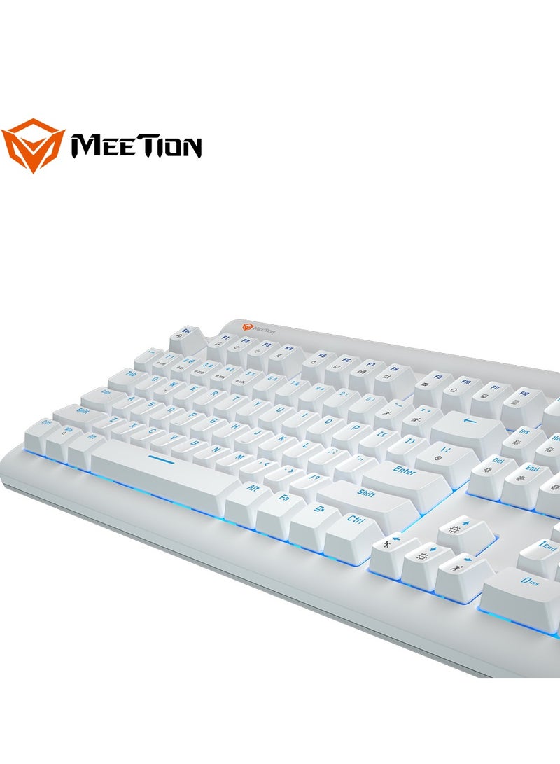 Meetion MK600 Mechanical Keyboard Anti-ghosting Full keys No. of keys 104/105 Keyboard Type Blue Light White Body OS Compatibility Windows XP/Vista/7/8/10  MAC OS X Interface USB - Image 4