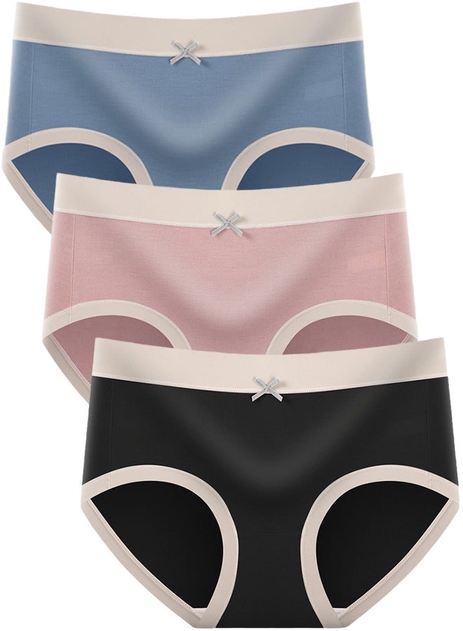 Umiwin 3 Pcs Fashion Women Panties Breathable Satin Traceless Briefs Thin Ice Silk Female Underwear  - Image 1