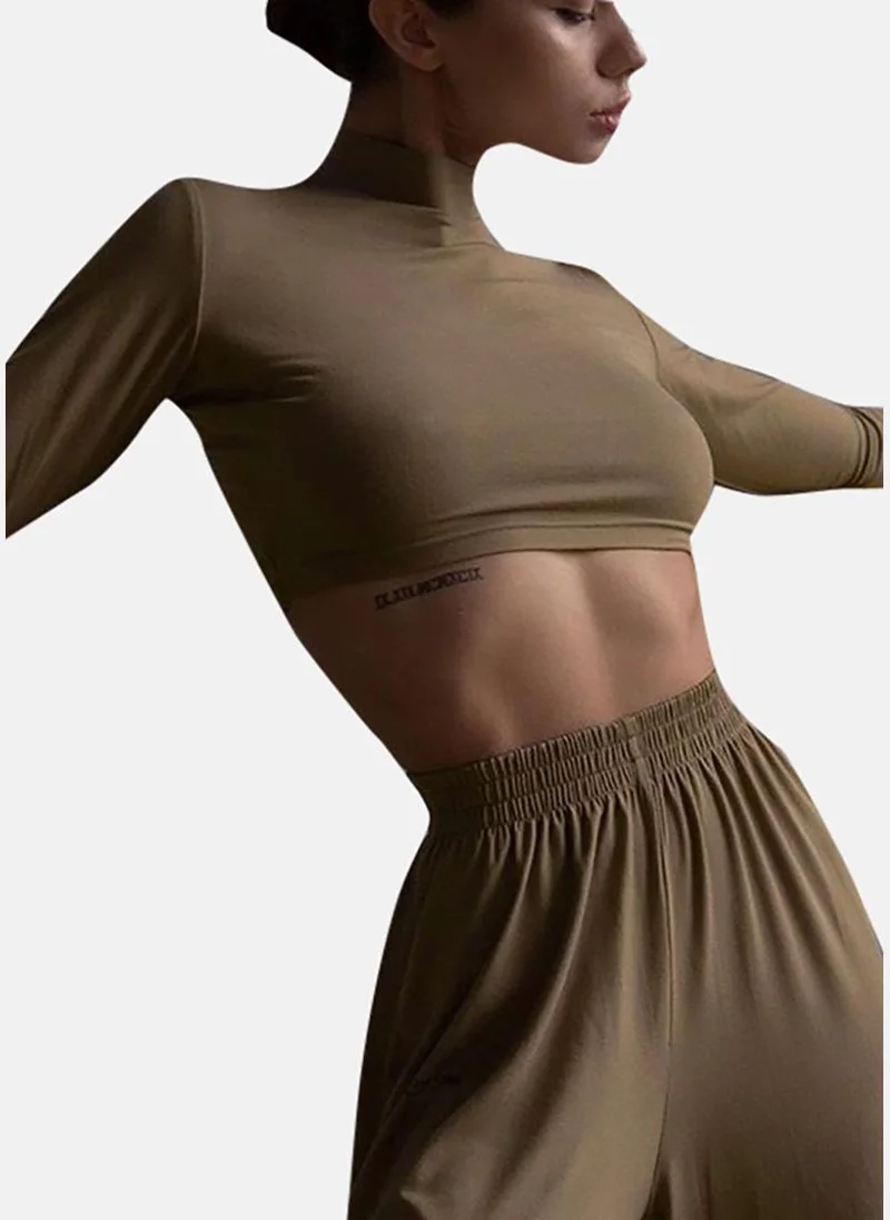يونيكي Brown Round Neck Top & Trouser