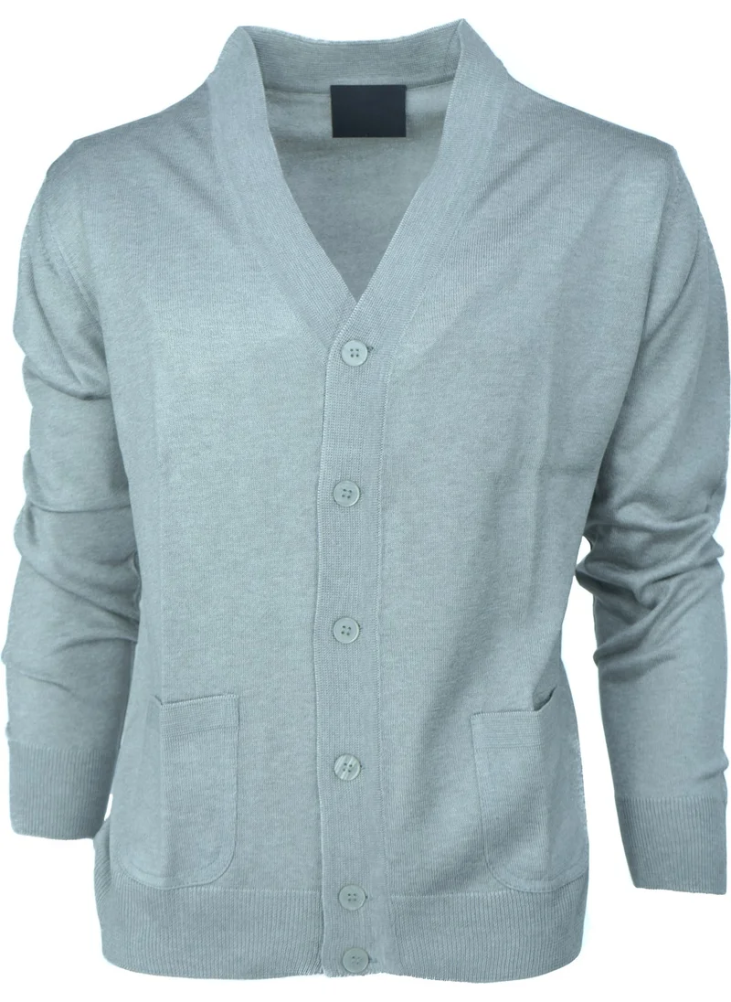 Oppland Men's Cardigan Wool Woven V-Neck Buttoned Double Pocket Classic Model Comfortable Cut Full Pattern