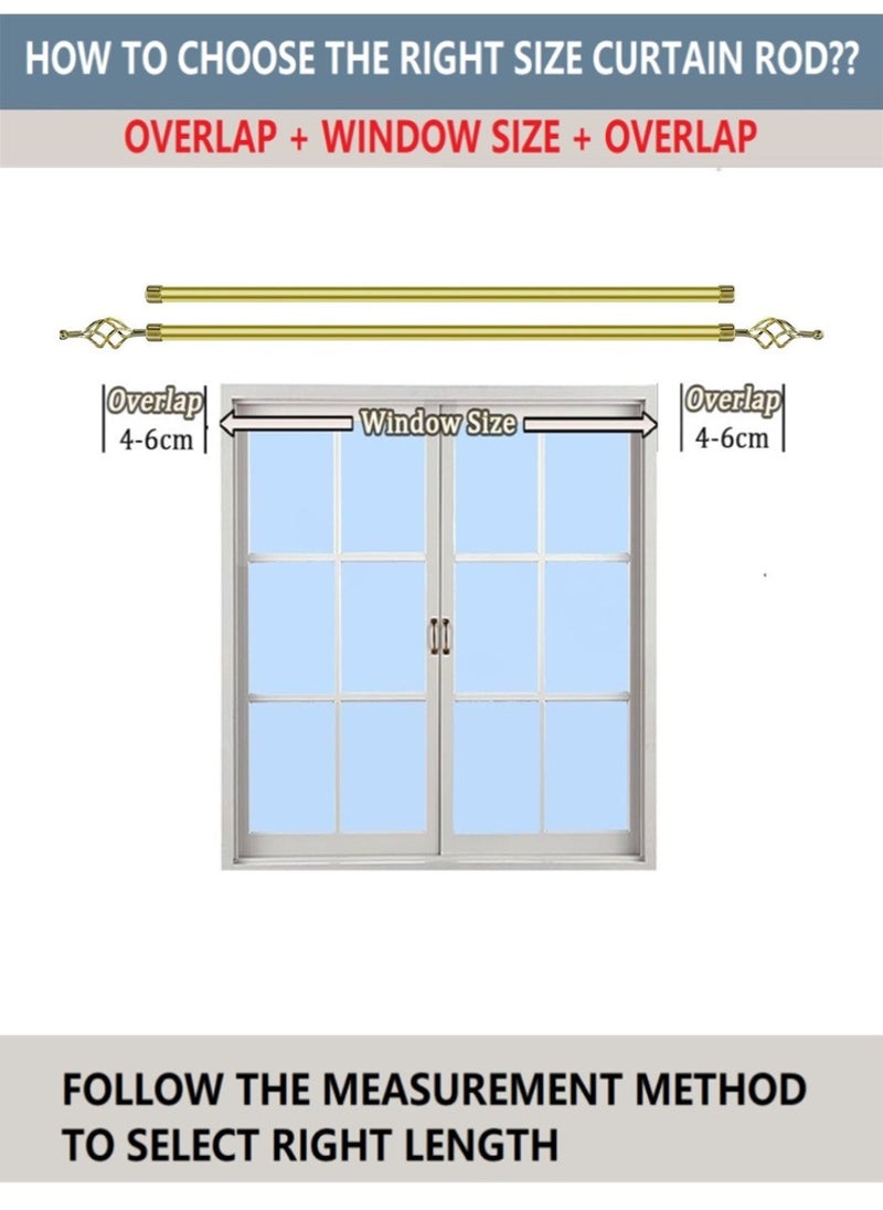 Adjustable Double Metal Curtain Rod Gold 100cm to 200cm 2 Meter
