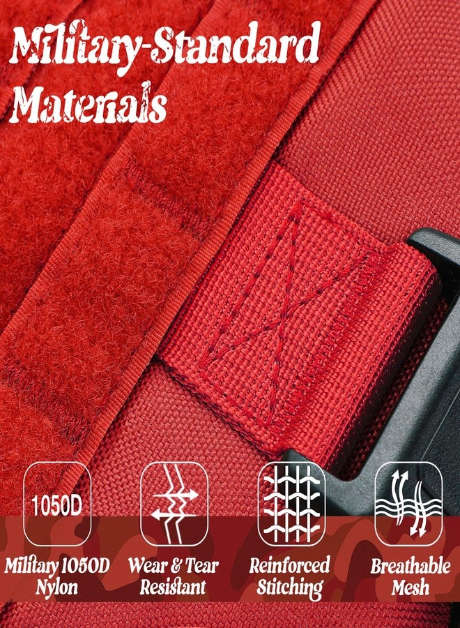 رابيتجو حزام تكتيكي للكلاب من رابيت جو، حزام متين للحيوانات الأليفة مع مقبض، سترة خدمة مانعة للشد، سترة عسكرية قابلة للتعديل للكلاب الكبيرة، للتدريب والصيد والمشي، أحمر، مقاس كبير - Image 5