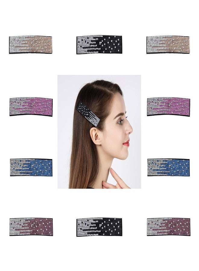 Cutewing 10PCS Rhinestone Hair Clips Tie Dye Snap Hair Barettes Bling Hair Pins 3.1 Inches Large Snap Hair Clips Hair Accessories for Women Girls - Image 1