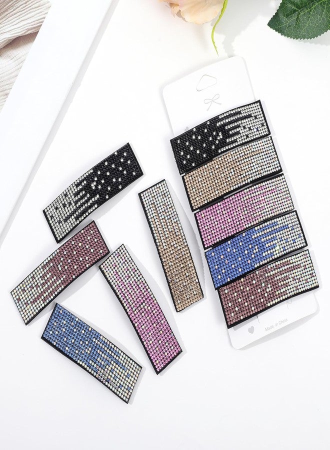 Cutewing 10PCS Rhinestone Hair Clips Tie Dye Snap Hair Barettes Bling Hair Pins 3.1 Inches Large Snap Hair Clips Hair Accessories for Women Girls - Image 2