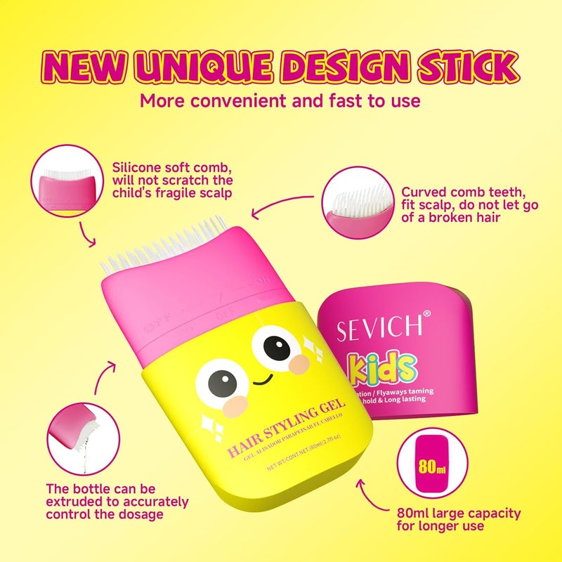 gowwim New Kids Hair Gel,Children's Hair Wax Stick for Hair Edge Control,Hair Finishing Stick with Comb Integration Designed for Kids,Natural Ingredients,Suitable for All Hair Styles. - Image 3