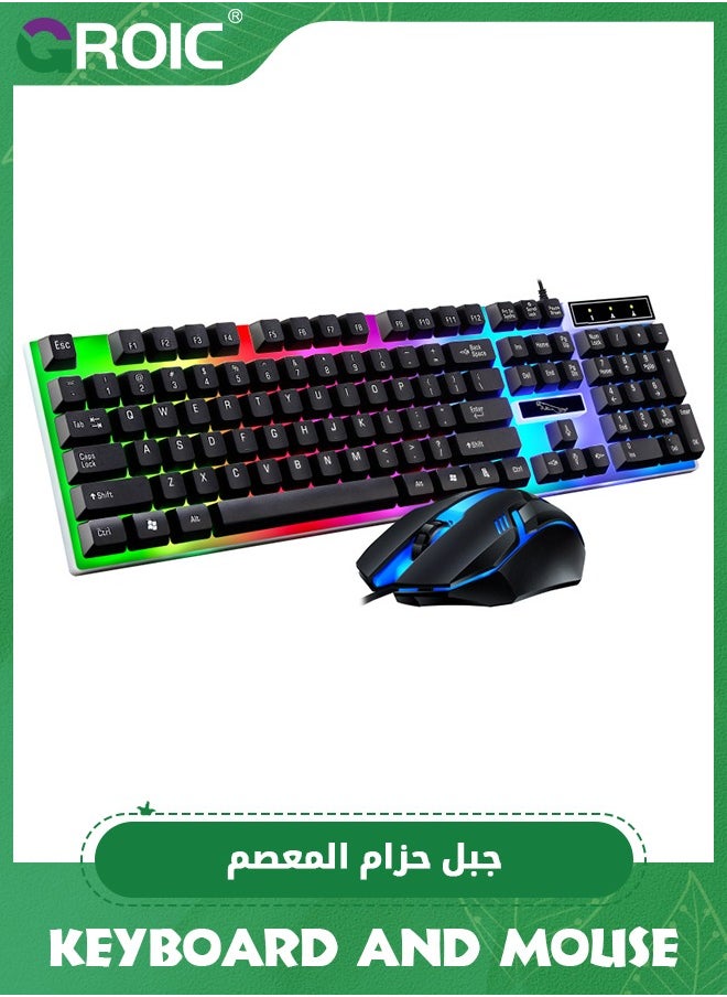 GROIC Black Gaming Keyboard and Mouse Wired 60 Percent Keyboard Portable Light Up Keyboard for Computer Laptop Typewriter Backlit Keyboard Gaming Accessories Cool Stuff Gifts for Teenage Boys Men Women  - Image 1