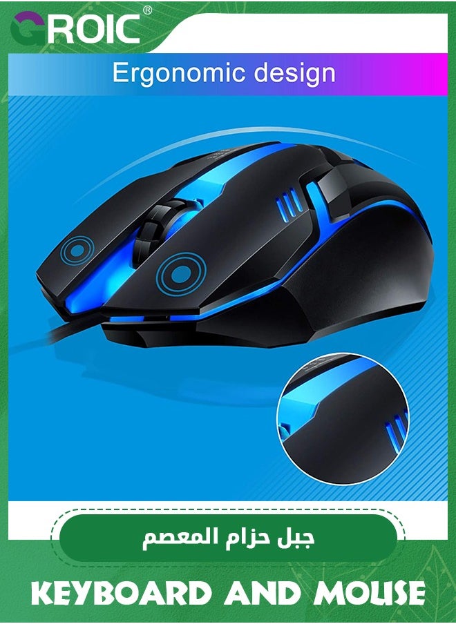 GROIC Black Gaming Keyboard and Mouse Wired 60 Percent Keyboard Portable Light Up Keyboard for Computer Laptop Typewriter Backlit Keyboard Gaming Accessories Cool Stuff Gifts for Teenage Boys Men Women  - Image 4