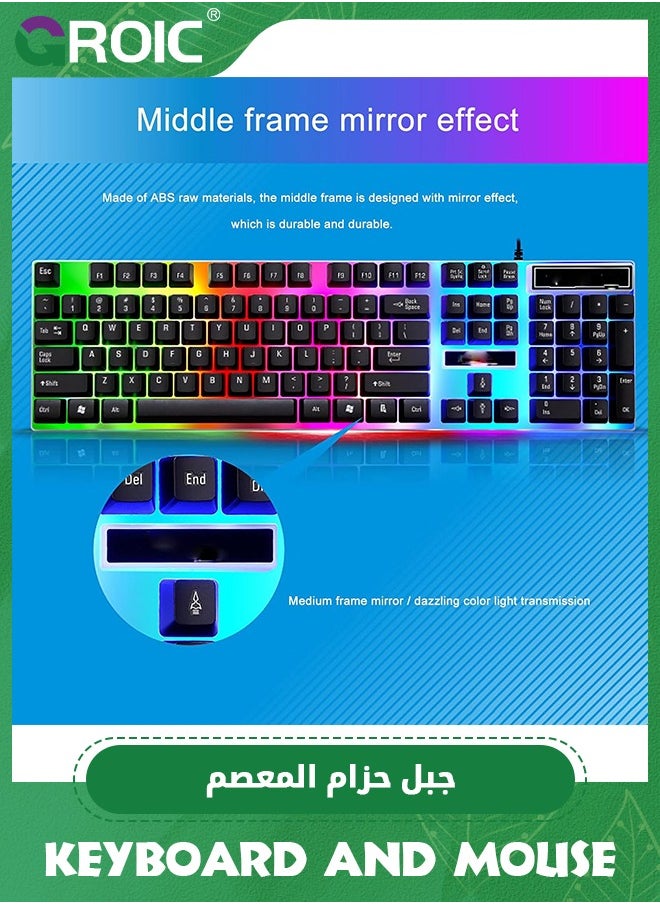 GROIC Black Gaming Keyboard and Mouse Wired 60 Percent Keyboard Portable Light Up Keyboard for Computer Laptop Typewriter Backlit Keyboard Gaming Accessories Cool Stuff Gifts for Teenage Boys Men Women  - Image 3