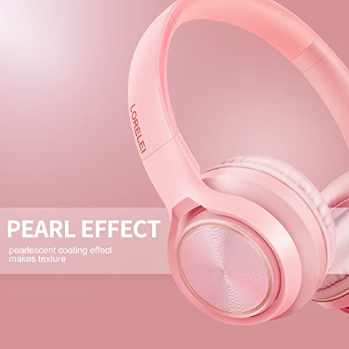 LORELEI S9 Wired Headphones with Microphone for School，On-Ear Kids Headphones for Girls Boys，Folding Lightweight and 3.5mm Audio Jack Headset for Phone, Ipad，Tablet, PC, Chromebook (Pearl Pink) - Image 2