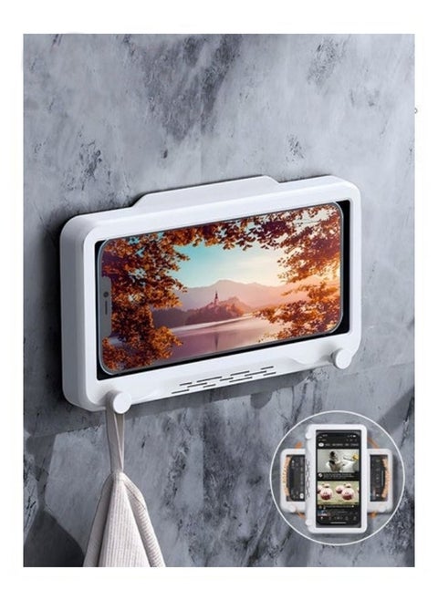 360 Rotating Shower Phone Holder Waterproof Anti-Fog Case ,Shower Accessories Wall Mount & Wall Stickers for Shower Bathroom with Touch Screen