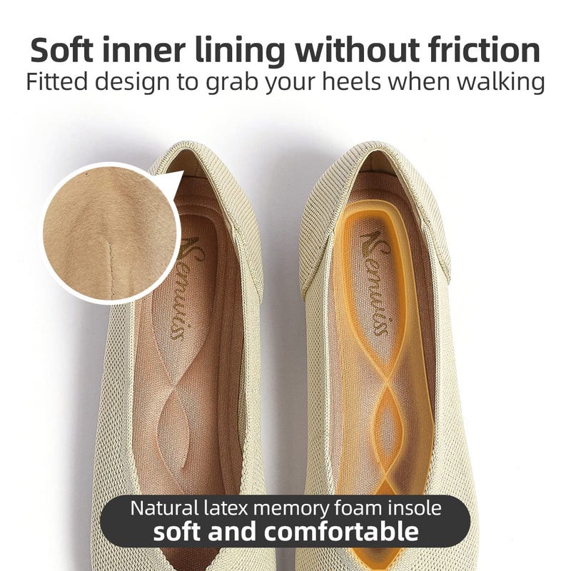 Semwiss Women's Leopard Ballet Flats, Comfortable Casual Dressy Shoes, Work Flats Office Shoes, Pointed Toe, Beige, Size 8 - Image 4
