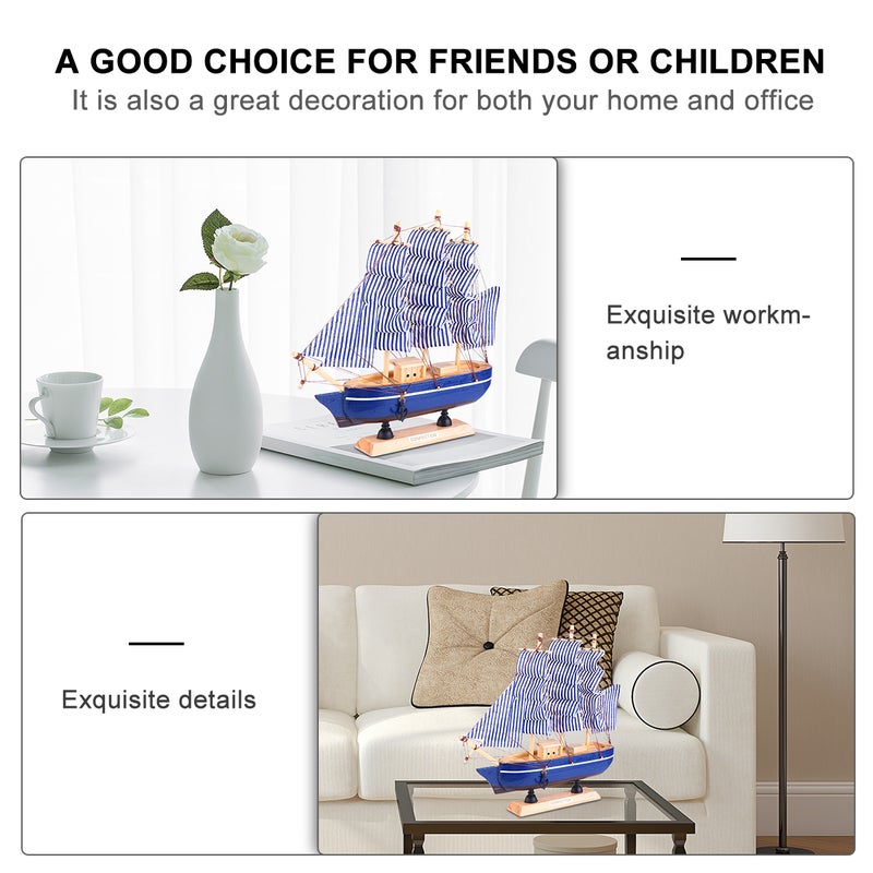 2 pcs Sailboat Model Sailing Ship Boat Home Decor Sailboat Vessel Model - Image 3