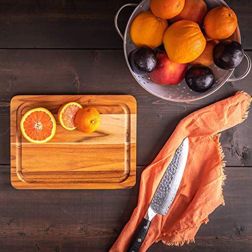 Lipper International 7215 Teak Wood Edge Grain Kitchen Cutting and Serving Board, Small, 12" x 9" x 5/8" - Image 4